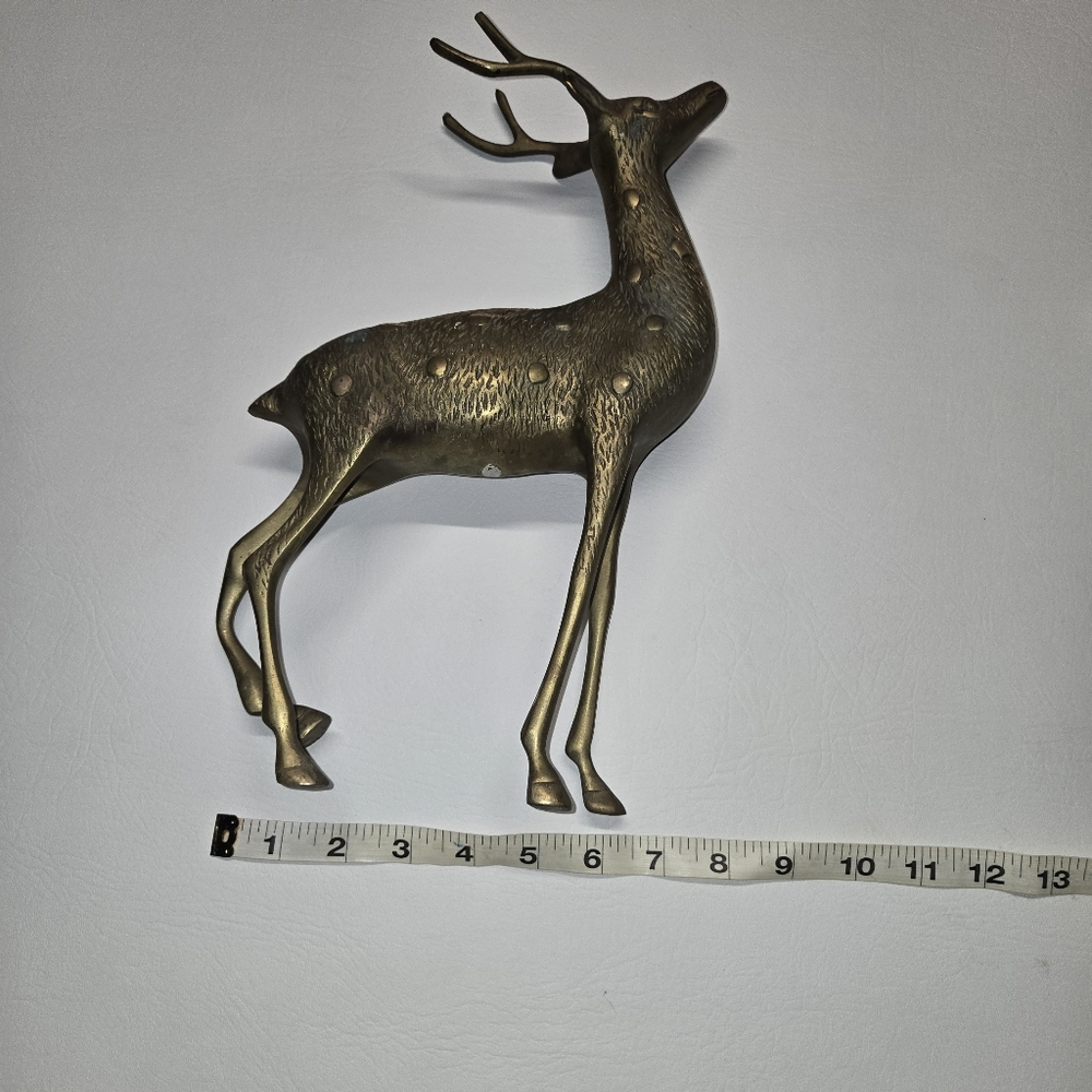Brass Standing Deer Buck  Figurine - Metallic Gold Accent Vintage - Picture 2 of 7